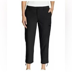 Eddie Bauer Plus Capri Pants Drawstring Hem Cargo Pocket Black Size 16